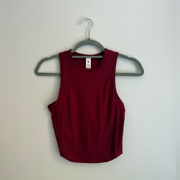 Lululemon Dark Red Nulux Racerback Cropped Top - Picture 1 of 6